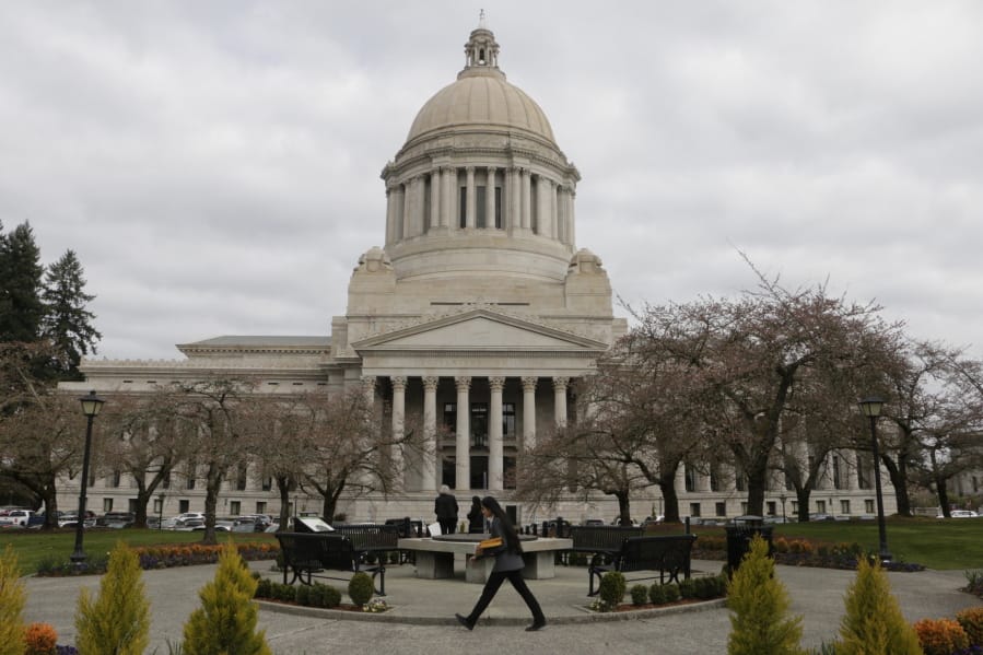 The Washington Capitol building is seen on the last day of the 60-day legislative session Thursday in Olympia in March 2020.