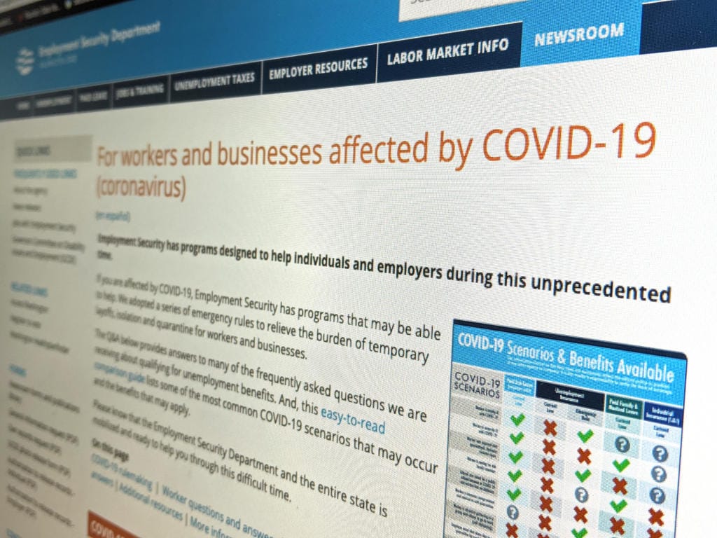 The Washington Employment Security Department had a page on its website dedicated to those who have lost hours or wages due to COVID-19.