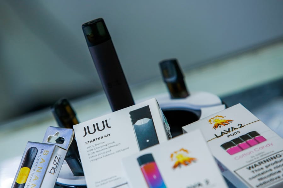JERSEY CITY, NJ - JANUARY 02: E-cigarettes devices are display in a local store on January 2, 2020 in Jersey City, New Jersey. The Trump administration will announce this week the ban for mint-, fruit- and dessert-flavored e-cigarette cartridges, but allow menthol and tobacco flavors to remain on the market.