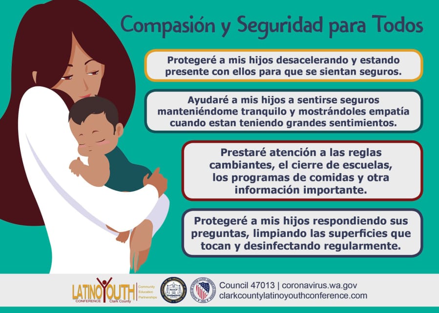 The Clark County Latino Youth Conference created infographics and other messaging about COVID-19 in English and in Spanish.