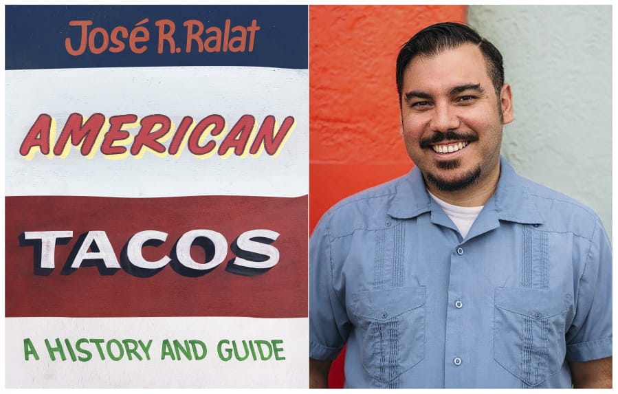 This combination photo shows &quot;American Tacos: A History and Guide,&quot; left and a portrait of author  Jose R. Ralat.  The book illustrates Ralat&#039;s travels throughout the United States while he examines the global metamorphosis of a food that transcends borders, barriers, or bullets. (University of Texas Press, left, and Jose R.