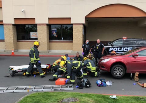 Vancouver Fire Department crews were dispatched Wednesday to a shopping center parking lot at 5000 E. Fourth Plain Blvd., after a car struck a man, pinning him underneath. Vancouver police later said the man, who was skateboarding, was intentionally run over and died of his injuries. The driver, identified by police as Joshua L. Jones, was arrested on suspicion of second-degree murder.