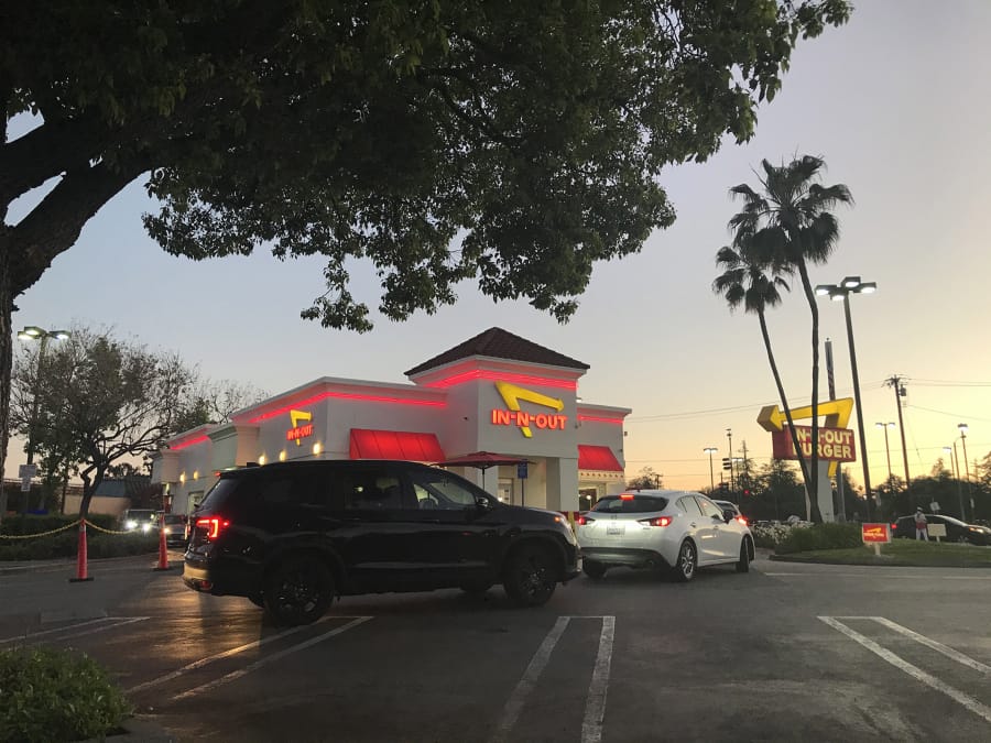 On April 22, 2020, the drive-through at an In-N-Out restaurant in Alhambra, Calif., had a line that was almost two dozen cars deep. (Carolina A.