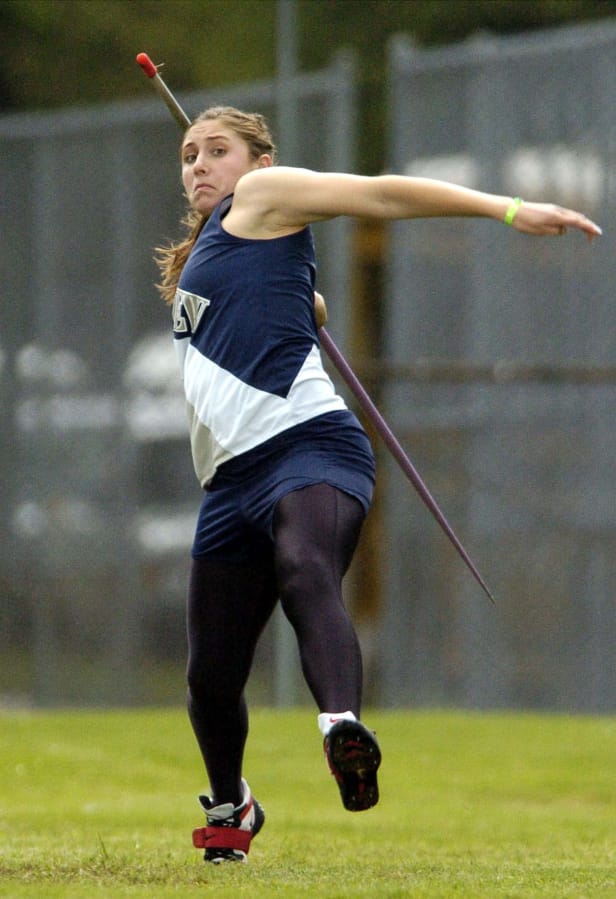 Kara Patterson of Skyview High School won the javelin with a throw of 137 feet, 9 inches at the Southwest Washington District 4 track and field meet at Lincoln Bowl in Tacoma. The victory also qualified Patterson for the state track and field meet next weekend.
