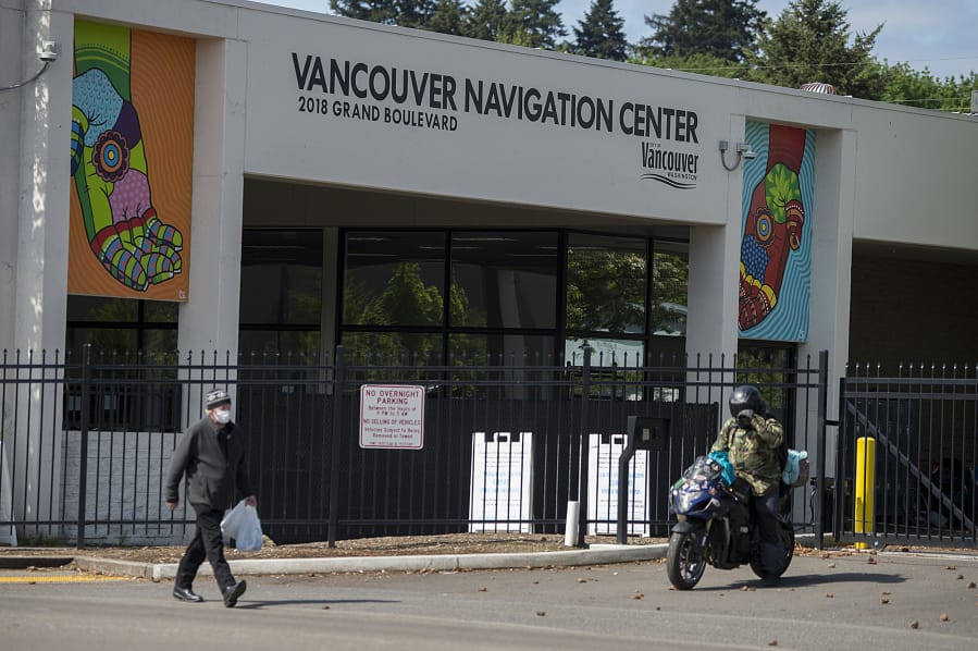 The Vancouver Navigation Center, as seen on May 5, still needs a permanent operator. City leaders had identified Catholic Community Services of Western Washington as the best candidate, but COVID-19 threw those contract negotiations into limbo.