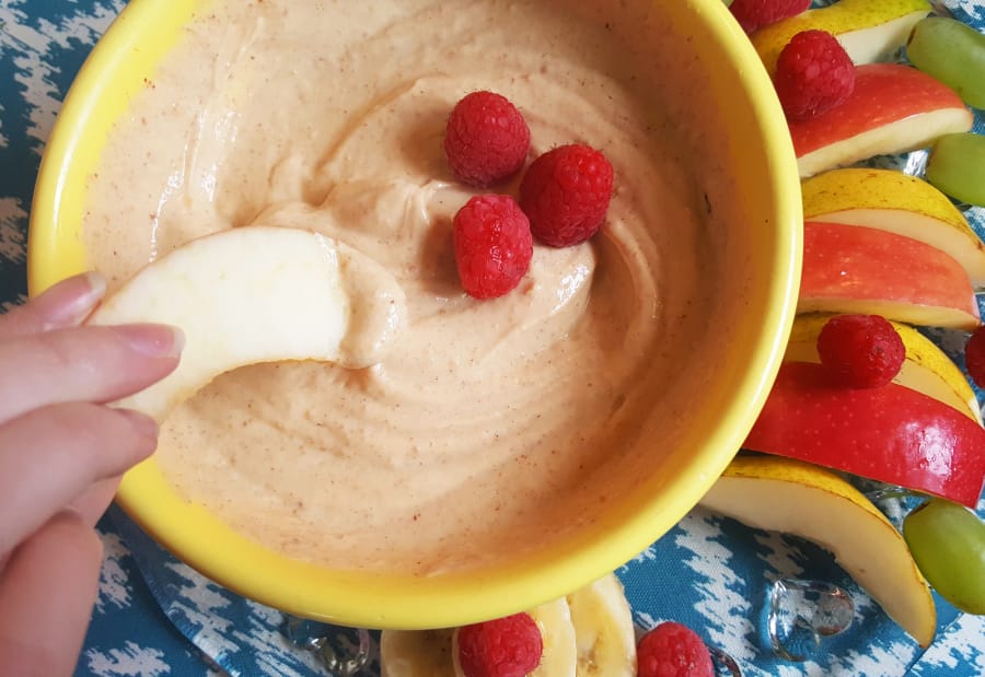 You can use any nut butter for this easy dip, or spice it up with a dash of cinnamon.