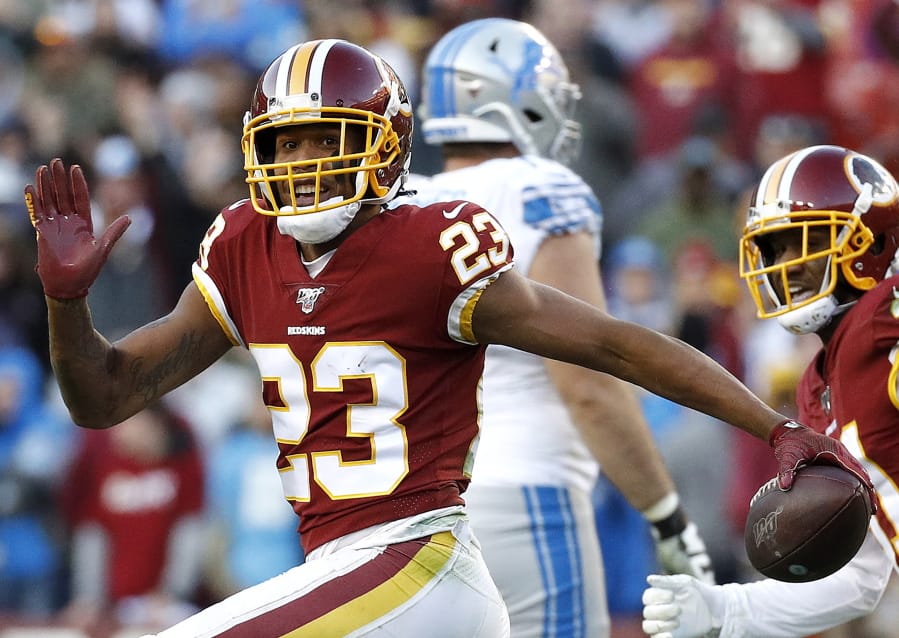 Former Washington Redskins cornerback Quinton Dunbar (23), now a member of the Seattle Seahawks, has an arrest warrant out on Thursday, May 14, 2020, for armed robbery in Florida.