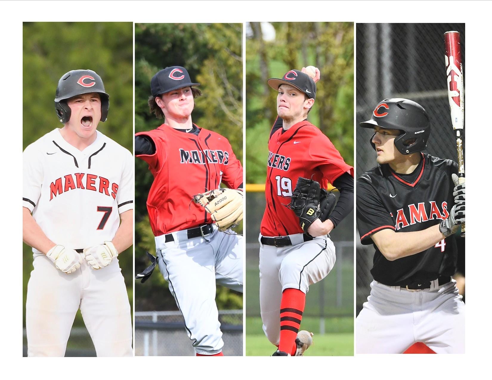 From left, Tyler Forner, Kolby Broadbent, Riley Sinclair and Gideon Malychewski are all members of the 2020 Camas High School baseball team who played on the 2015 Camas-Washougal Babe Ruth team that advanced to the World Series (Photos courtesy of Kris Cavin)