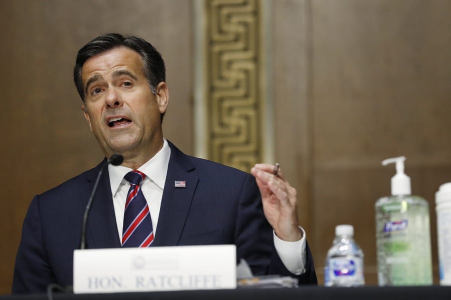 Rep. John Ratcliffe, R-Texas, testifies before a Senate Intelligence Committee nomination hearing on Capitol Hill in Washington, Tuesday, May. 5, 2020. The panel is considering Ratcliffe&#039;s nomination for director of national intelligence.