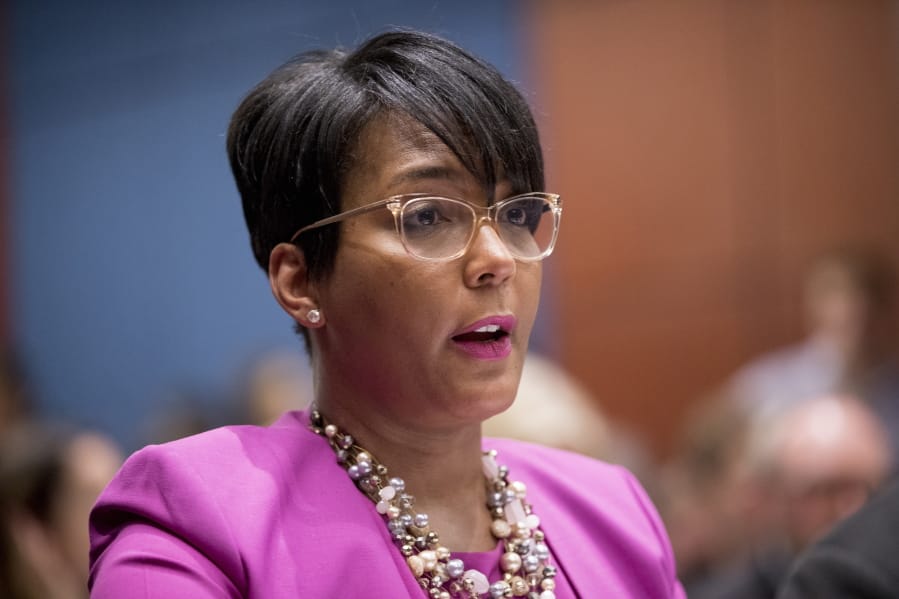 FILE - In this July 17, 2019, file photo, Atlanta Mayor Keisha Lance Bottoms speaks during a Senate Democrats&#039; Special Committee on the Climate Crisis on Capitol Hill in Washington. Neither public rivals nor personal friends, Bottoms and Stacey Abrams spent years climbing parallel ladders from nearby outposts at Atlanta City Hall and the Georgia Capitol. Now the Atlanta mayor and the former Georgia governor candidate find themselves at the same political intersection on Joe Biden&#039;s list of potential running mates.