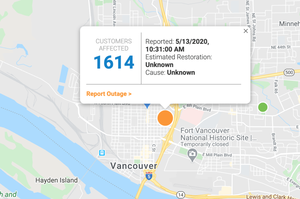 More than 1,600 customers in downtown Vancouver were without power Wednesday morning.