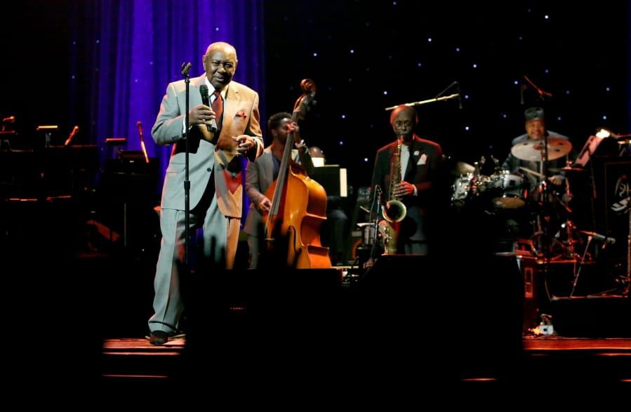 Freddy Cole performs onstage in 2015 during the Thelonious Monk Institute International Jazz Vocals Competition 2015 at Dolby Theatre in Hollywood, Calif. Cole died Saturday. He was 88.
