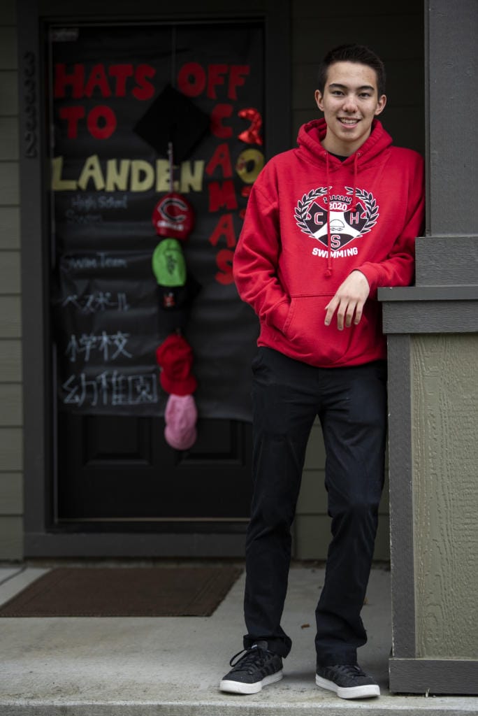 Camas High School senior Landen Hashimura is pictured at his home in Camas on May 16, 2020. Hashimura was a member of the swim team and DECA throughout high school. He plans on attending Central Washington University to study economics.