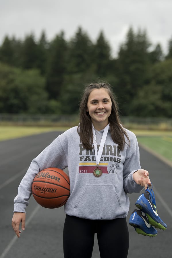 All-Region multi-sport female athlete of the year, Meri Dunford, is pictured at Prairie High School on Monday morning, June 15, 2020.
