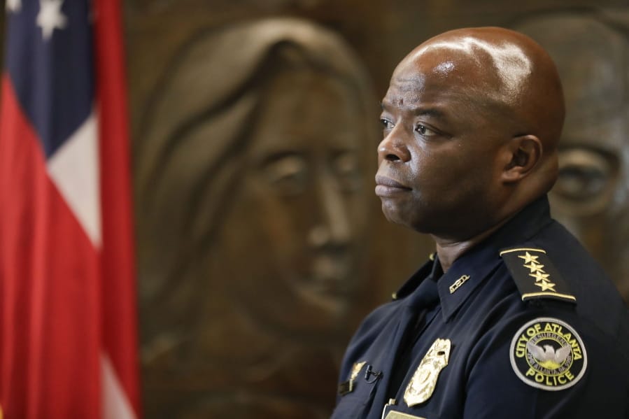 Interim Atlanta Police Chief Rodney Bryant speaks to the Associated Press on Thursday, June 18, 2020, in Atlanta. On Saturday, June 13, Former Atlanta Police Chief Erika Shields resigned after an officer fatally shot Rayshard Brooks after a struggle in a Wendy&#039;s restaurant parking lot.