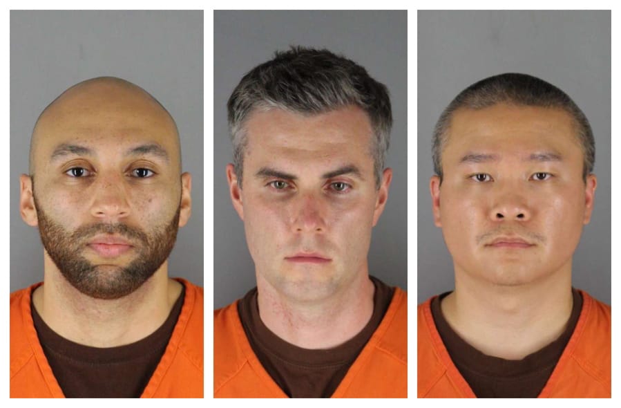 This combination of photos provided by the Hennepin County Sheriff&#039;s Office in Minnesota on Wednesday, June 3, 2020, shows J. Alexander Kueng, from left, Thomas Lane and Tou Thao. They have been charged with aiding and abetting Derek Chauvin, who is charged with second-degree murder of George Floyd, a black man who died after being restrained by the Minneapolis police officers on May 25.