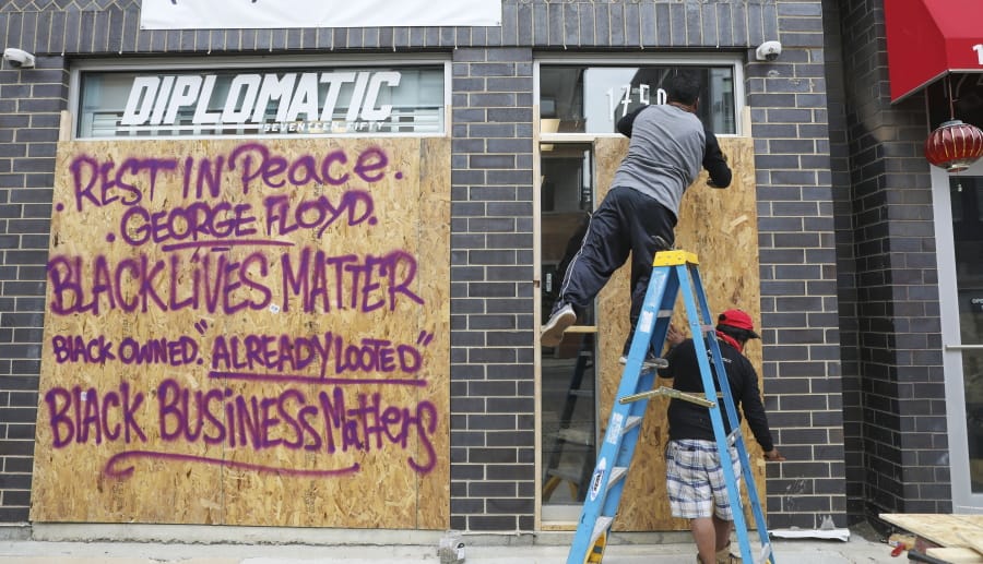 Diplomatic 1750, a sneaker and streetwear consignment boutique owned by Brian Heath, is boarded up in Chicago on June 1, 2020. Heath, who is black, said he&#039;s upset that his sneaker and streetwear consignment boutique in Chicago&#039;s Wicker Park neighborhood was vandalized on Sunday. But he&#039;s even more upset about Floyd&#039;s death, which triggered the unrest.