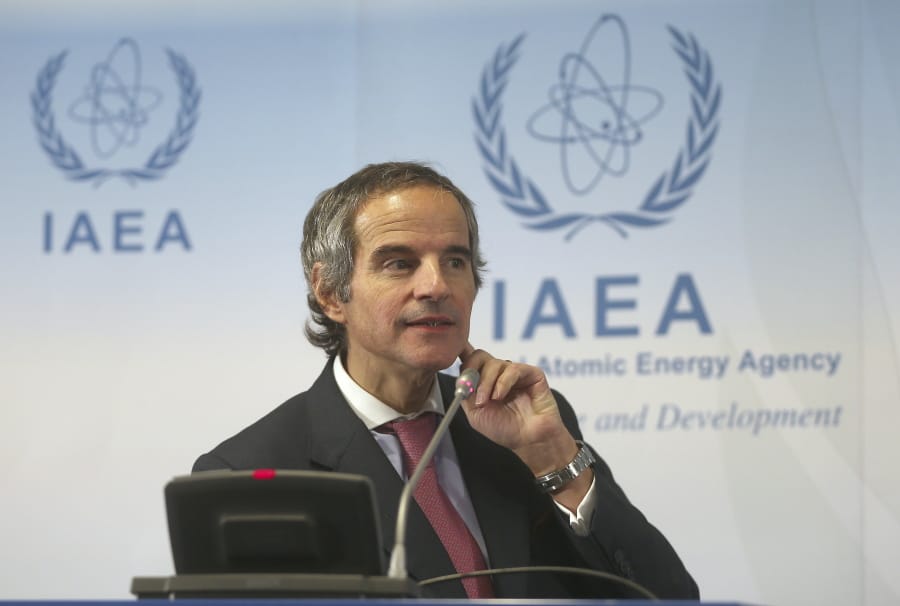 Director General of International Atomic Energy Agency, IAEA, Rafael Mariano Grossi from Argentina, addresses the media during a news conference after a meeting of the IAEA board of governors at the International Center in Vienna, Austria, Monday, March 9, 2020.