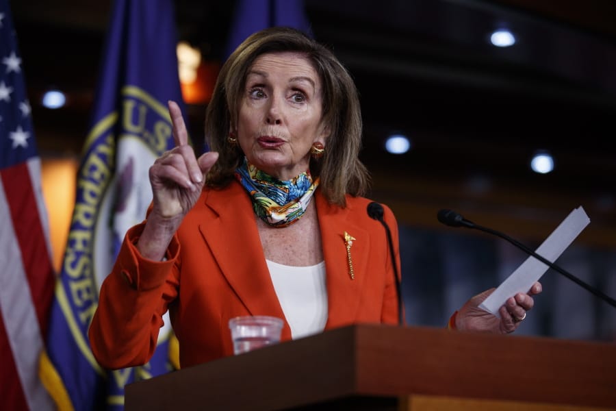 House Speaker Nancy Pelosi of Calif., speaks at a news conference on Capitol Hill in Washington, Friday, June 26, 2020.