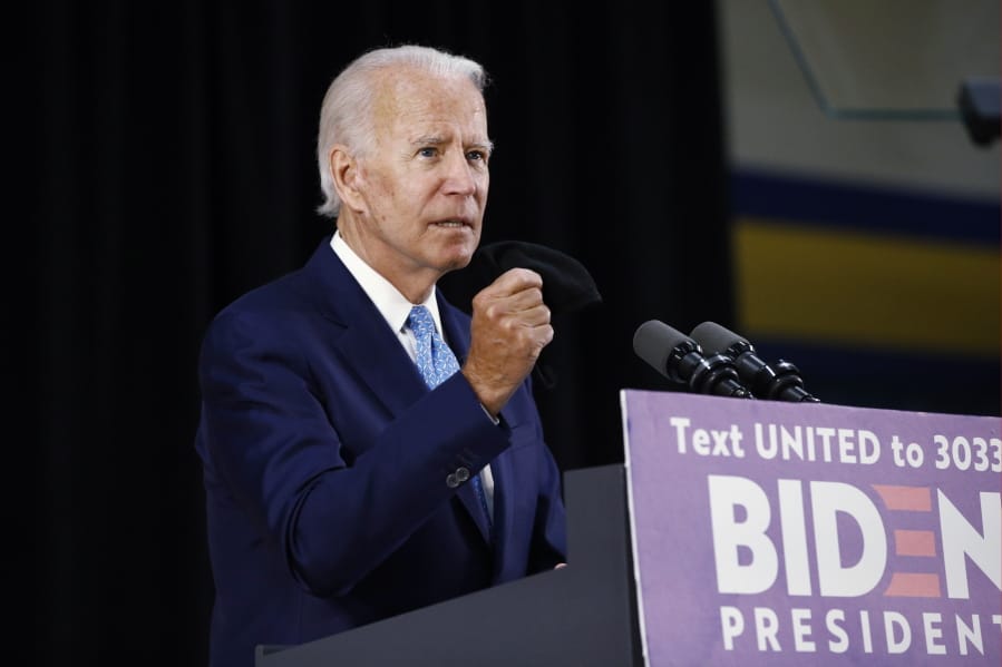 Democratic presidential candidate, former Vice President Joe Biden, speaks Tuesday, June 30, 2020, in Wilmington, Del.