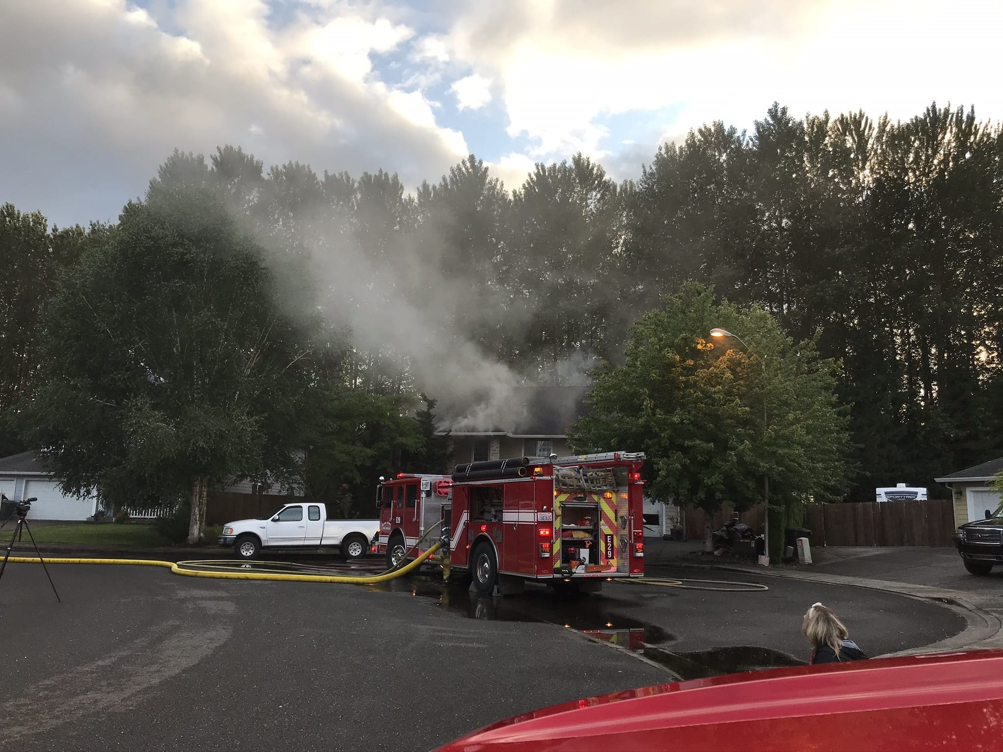 Clark County Fire & Rescue crews were dispatched at 7:19 p.m. Sunday to a report of a fire in the garage of a home at 169 Marty Loop. A dog was saved during the response.