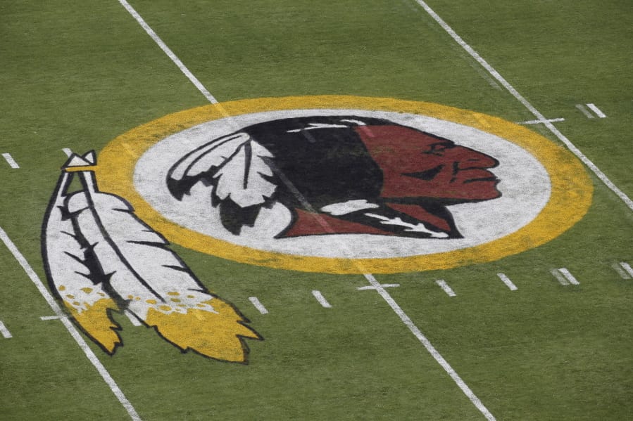 The Washington Redskins logo is seen at FedEx Field in Landover, Md.