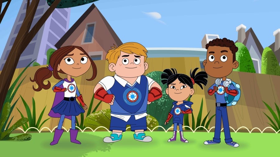 Characters from the TV series &quot;Hero Elementary,&quot; from left, Lucita Sky, Benny Bubbles, Sara Snap and AJ Gadgets, a superhero who has the ability to make super gadgets -- and who also happens to be on the autism spectrum. The series premiered Monday on PBS.
