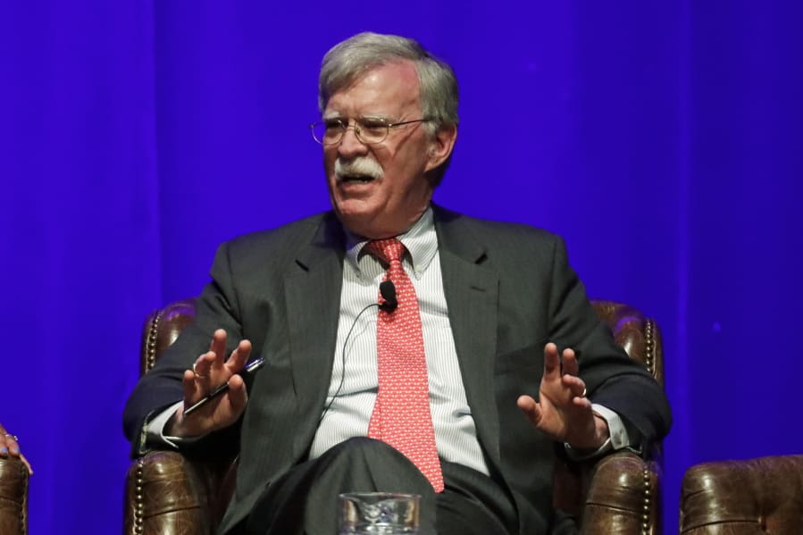 FILE - In this Feb. 19, 2020, file photo, former national security adviser John Bolton takes part in a discussion on global leadership at Vanderbilt University in Nashville, Tenn. An attorney for Bolton said Wednesday, June 10, that President Donald Trump is trying to put on ice publication of the former top administration official&#039;s forthcoming memoir after White House lawyers again this week raised concerns that the book contains classified material that presents a national security threat.