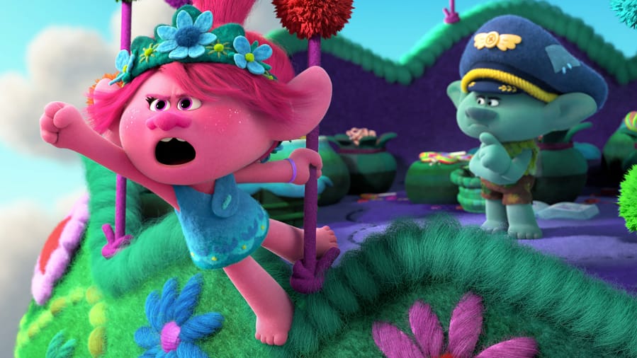 Poppy and Branch (voiced by Anna Kendrick and Justin Timberlake) are back in the movie &quot;Trolls World Tour.&quot; (DreamWorks Animation)