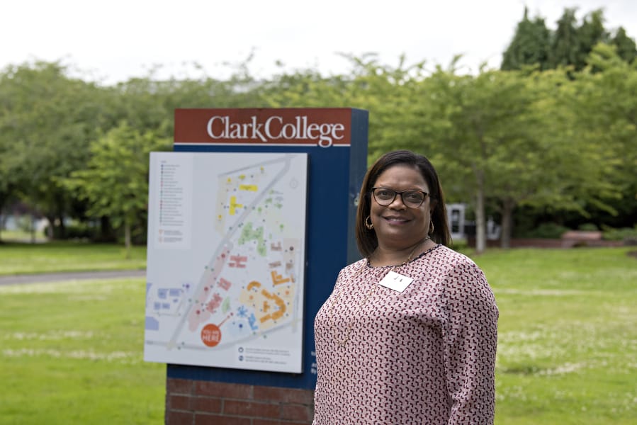 Karin Edwards, the incoming president of Clark College who has a background supporting students of color, is seen on campus Tuesday afternoon.