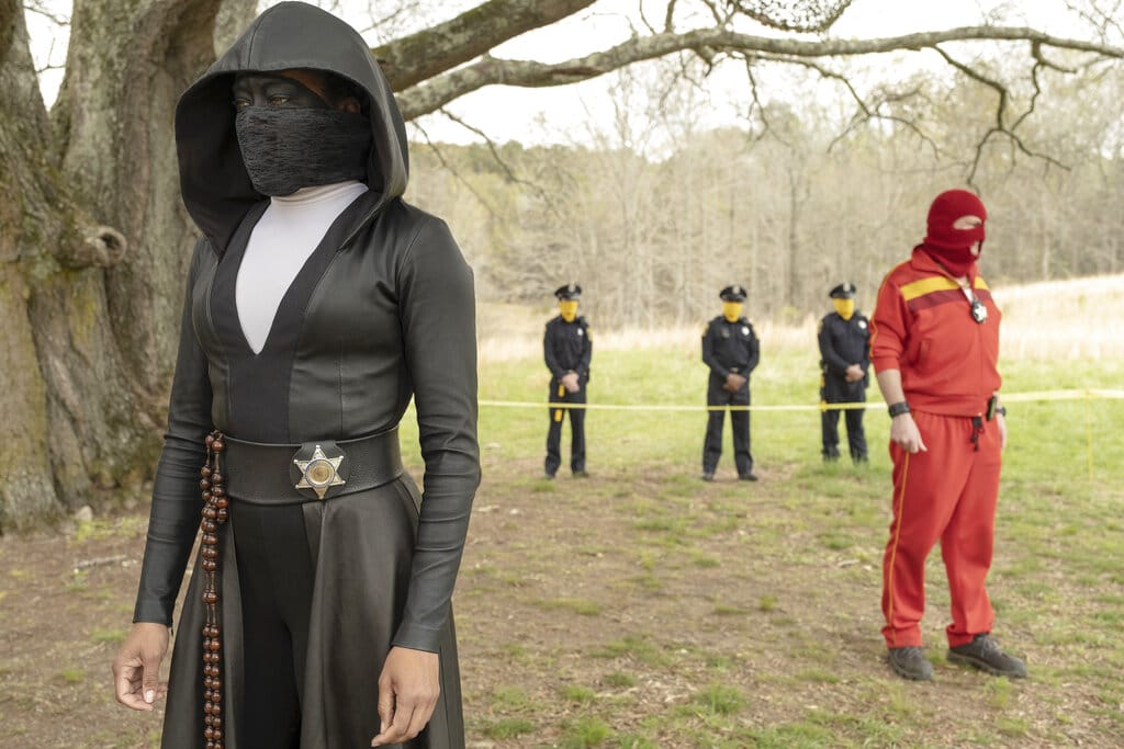 This image released by HBO shows Regina King in a scene from "Watchmen." (Mark Hill/HBO via AP)