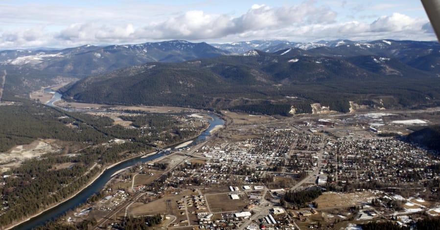 This 2010 aerial photo shows the town of Libby, Mont., which was contaminated with asbestos from a vermiculite mine.