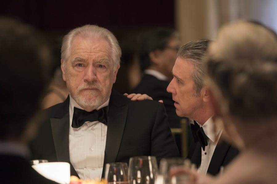 This image released by HBO shows Brian Cox in a scene from &quot;Succession.&quot; Nominations for the  Emmy Awards will be announced on Tuesday, July 28.