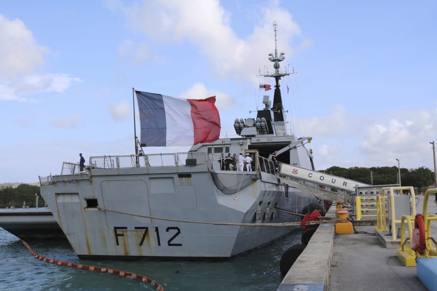 FILE - In this May 11 2017 file photo, the French stealth frigate Courbet is docked at Naval Base Guam, near Hagatna, Guam. rance is suspending its involvement in a NATO naval operation of Libya&#039;s coast after a standoff with a Turkish ship and amid growing tensions within the military alliance over Libya. France is also calling for crisis mechanism to prevent a repeat of an incident earlier this month between Turkish warships and the French naval vessel Courbet in the Mediterranean.