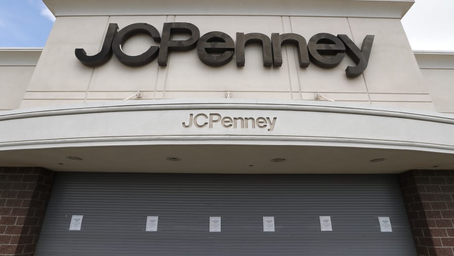 FILE - In this May 8, 2020, file photo, a J.C. Penney store sits closed in Roseville, Mich. The coronavirus pandemic has pushed troubled department store chain J.C. Penney into Chapter 11 bankruptcy. It is the fourth major retailer to meet that fate. Penney said late Friday, May 15, 2020, it will be closing some stores and will be disclosing details and timing in the next few weeks.
