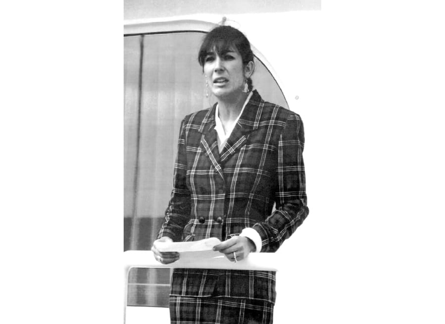 FILE - In this Nov. 7, 1991, file photo Ghislaine Maxwell, daughter of late British publisher Robert Maxwell, reads a statement in Spanish in which she expressed her family&#039;s gratitude to the Spanish authorities, aboard the &quot;Lady Ghislaine&quot; in Santa Cruz de Tenerife. Maxwell, a British socialite who was accused by many women of helping procure underage sex partners for Jeffrey Epstein, has been arrested in New Hampshire, the FBI said Thursday, July 2, 2020.