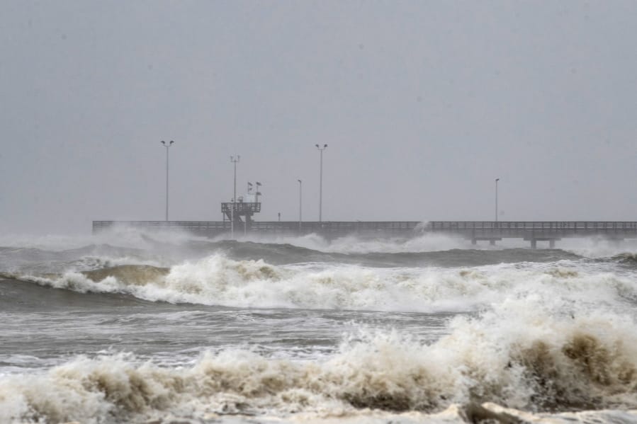 Tides rise at Bob Hall Pier as Hurricane Hanna approaches land in Corpus Christi, Texas on Saturday, July 25, 2020. Hanna has been upgraded to a hurricane and is moving toward Texas, which has been dealing with a surge of coronavirus cases in recent weeks. The National Hurricane Center said Saturday morning that Hanna&#039;s maximum sustained winds had increased and that it was expected to make landfall Saturday afternoon or early evening.