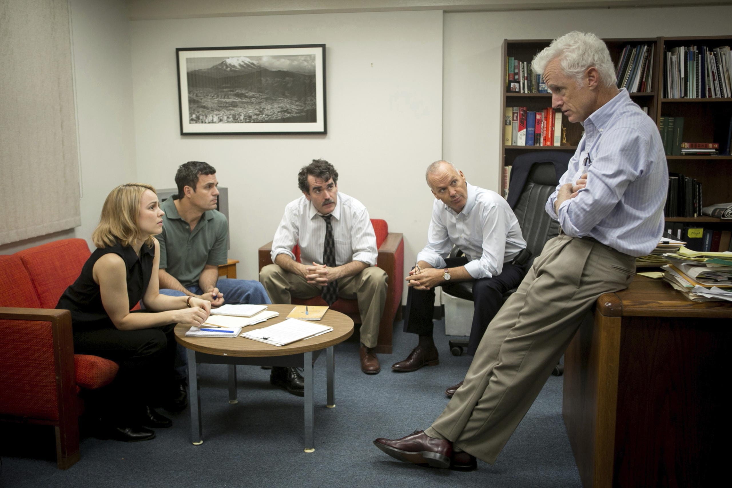 With the pandemic we can’t get a group photo of the editors, but rest assured we look nothing like this still from the movie “Spotlight.” From left: Rachel McAdams, as Sacha Pfeiffer, Mark Ruffalo as Michael Rezendes, Brian d'Arcy James as Matt Carroll, Michael Keaton as Walter "Robby" Robinson and John Slattery as Ben Bradlee Jr.