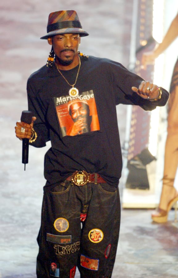 Rap artist Snoop Dogg performs at the 2003 BET Awards.