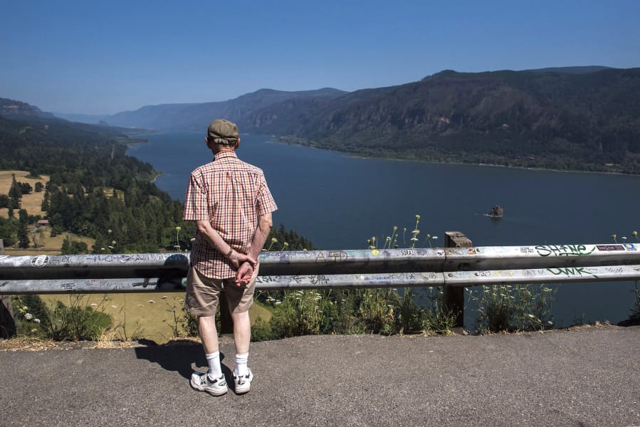 Walter Strandhagen of Camas views the Columbia River Gorge from the Cape Horn Scenic Area on the Washington side in August 2018.