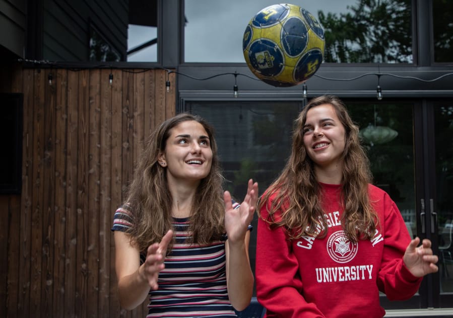 College up in the air? Isabel and Sophie Kochanek, both 18, play with a soccer ball at their home in La Grange, Illinois Aug. 3, 2020. Both sisters will be college freshmen in the fall. Sophie is enrolled at Carnegie Mellon, but she&#039;ll be taking classes online from home in the fall. Isabel is headed to Purdue Northwest in Hammond, where she plans to live in a dorm and play on the soccer team.