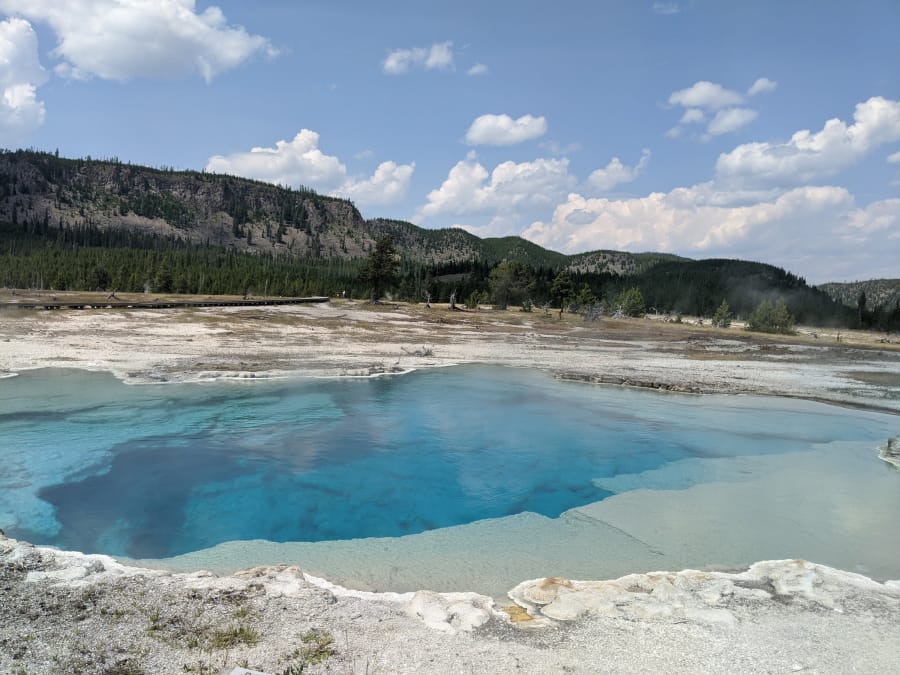 Sapphire Pool in Yellowstone National Park was one trail where it was possible to responsibly practice social distancing.