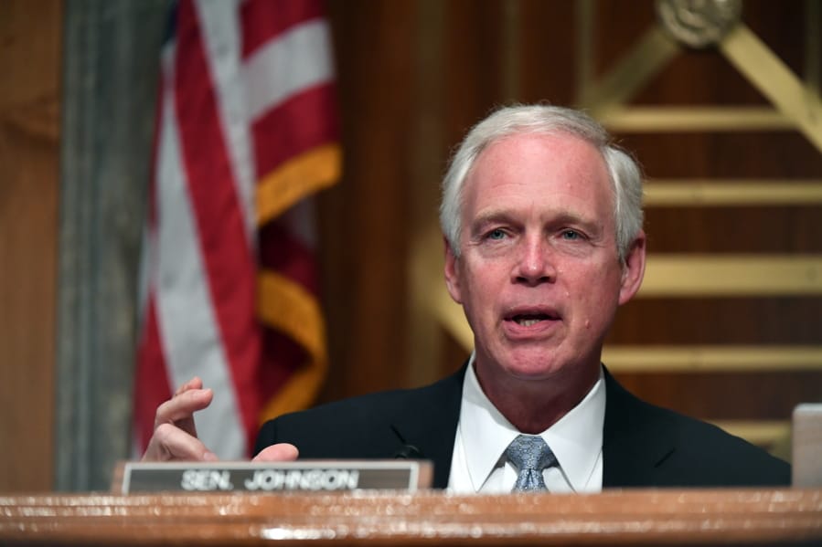 Sen. Ron Johnson, R-Wis., speaks during a Senate Homeland Security and Governmental Affairs Committee hearing to examine Department of Homeland Security personnel deployments to recent protests on Thursday, Aug. 6, 2020, in Washington.