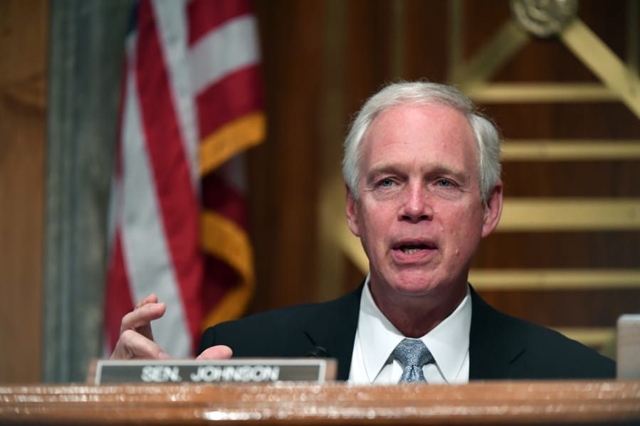 FILE - In this Aug. 6, 2020, file photo, Sen. Ron Johnson, R-Wis., speaks during a Senate Homeland Security and Governmental Affairs Committee hearing on Capitol Hill in Washington. Johnson is defending his committee&#039;s investigation into Ukraine and Joe Biden from criticism that his probe is politically motivated and advancing Russian interests. Johnson says in an interview with The Associated Press that he has never used Russian disinformation.