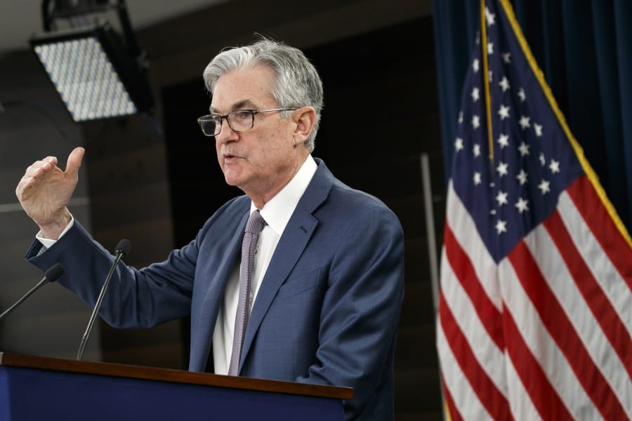 FILE - In this March 3, 2020 file photo, Federal Reserve Chair Jerome Powell speaks during a news conference to discuss an announcement from the Federal Open Market Committee, in Washington.  On Thursday, Aug. 26, Powell will address the Fed&#039;s annual gathering of global central bankers, normally held in Jackson Hole, Wyo., but this time being conducted virtually.