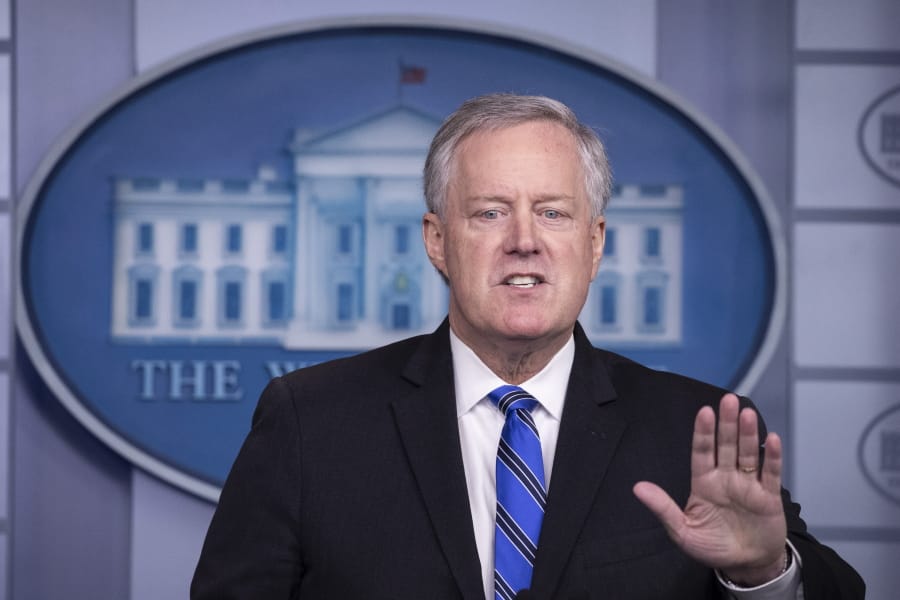White House Chief of Staff Mark Meadows speaks during a press briefing in the James Brady Press Briefing Room at the White House, Friday, July 31, 2020, in Washington.