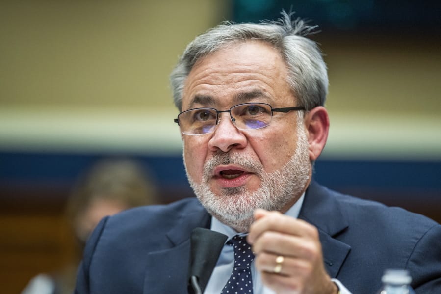 Energy Secretary Dan Brouillette testifies before a House Commerce Subcommittee on oversight of the Department of Energy during coronavirus pandemic on Capitol Hill Tuesday, July 14, 2020, in Washington.