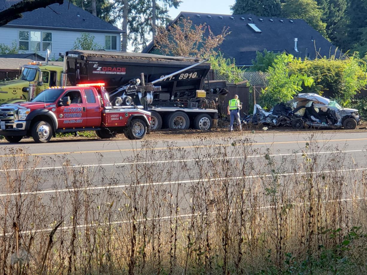 WSP Troopers investigate a Monday morning crash near 152nd and Padden Parkway in Vancouver.