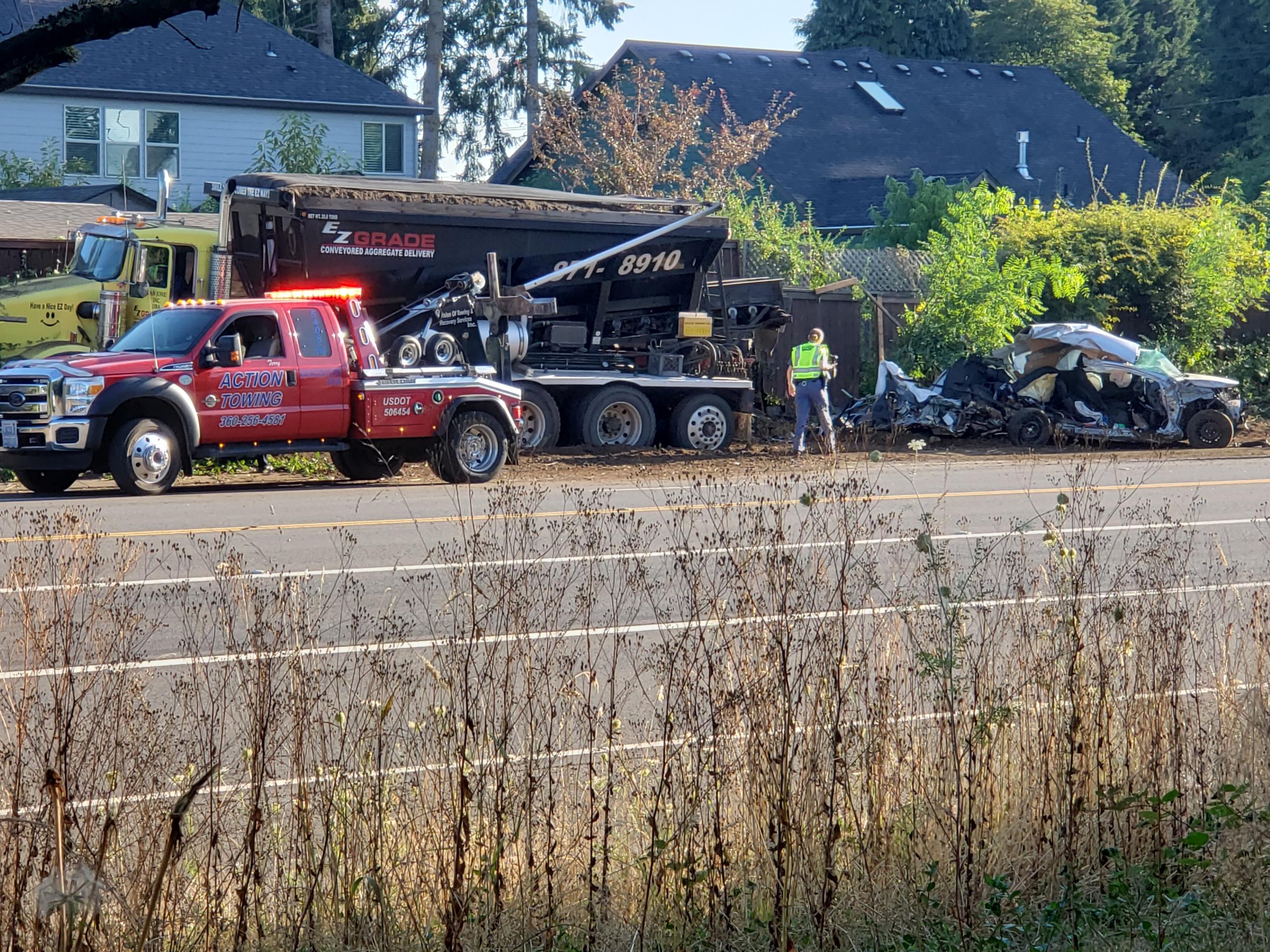 WSP Troopers investigate a Monday morning crash near 152nd and Padden Parkway in Vancouver.