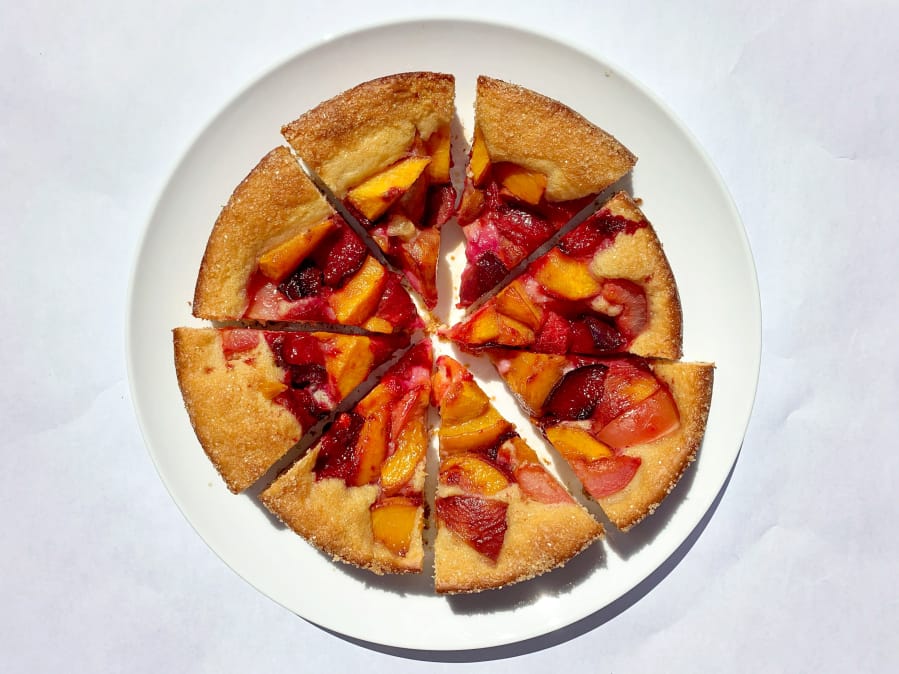 Yeast-risen, buttery cake is the best showcase for wedges of ripe peak-season stone fruit.